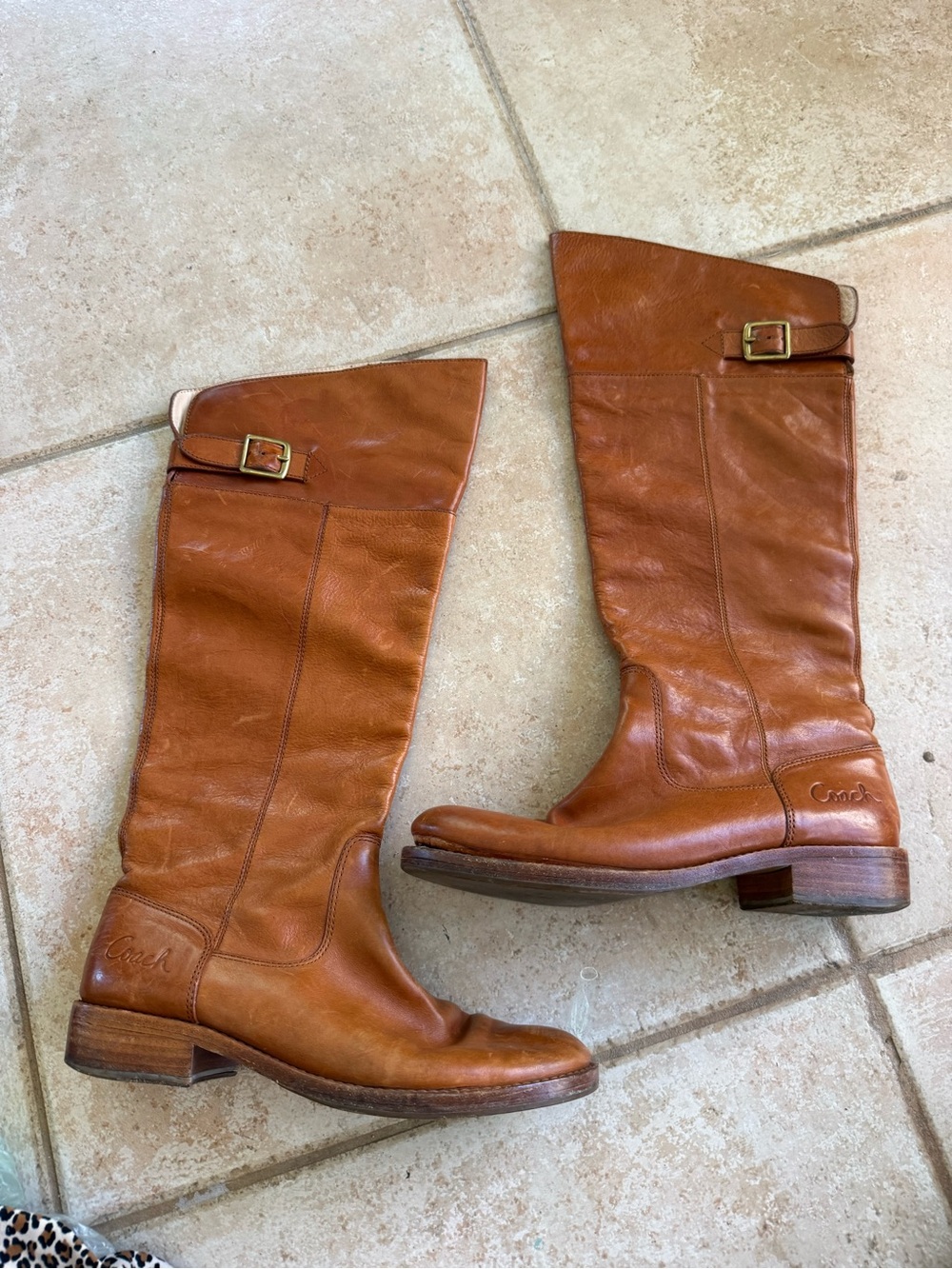 Coach Women's Over-the-Knee Leather Riding Boots in Cognac Brown